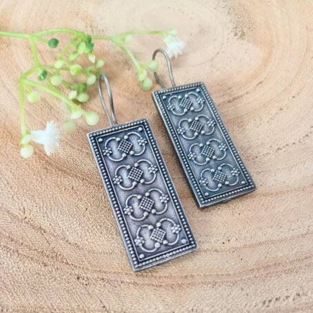 Viera Silver Oxidised Earrings