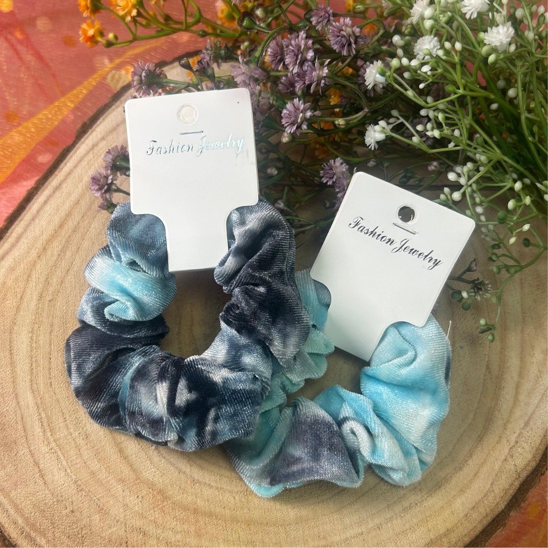 Tie-Dye-Velvet-Scrunchies-Blue-Set-of-2