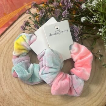 Unicorn Tie-Dye Velvet Scrunchies- Set of 2