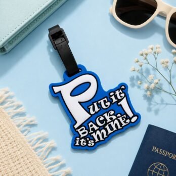 Put It Back It’s Mine Silicone Luggage Tag | Funny Travel Bag Tag with Hidden Personal Information Card | 10 x 17 cm for Suitcases, Cabin Bags & Backpacks