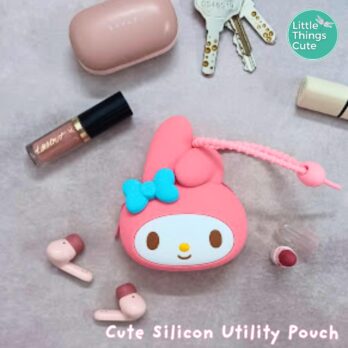My Melody Silicon Utility Pouch – Cute Wristlet Bag Charm & Key Holder