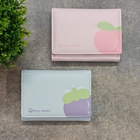 Three Fold Wallet Peach and Blue 1