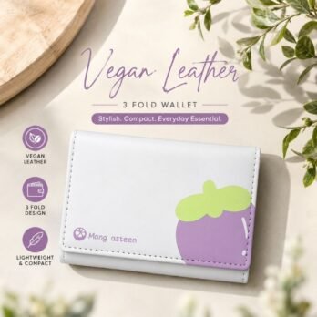 Vegan Leather 3-Fold Wallet – Mangosteen Design