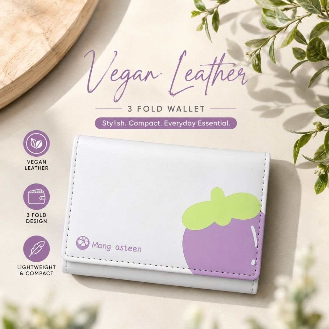 Vegan leather 3-fold wallet Mangosteen design