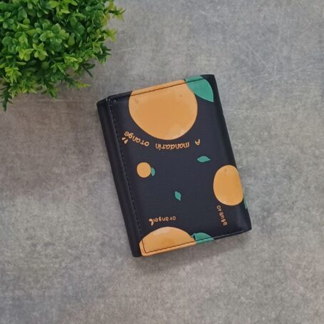Vegan Leather 3 fold Wallet Black GD front