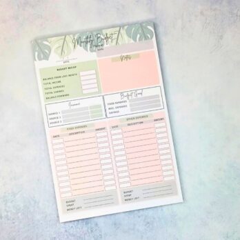 Monthly Budget Planner – Leaf Design & Tracker Pad