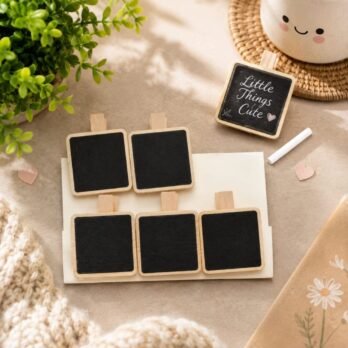 Wooden Chalkboard Clips Set of 6 | Mini Blackboard Signs for DIY & Decor