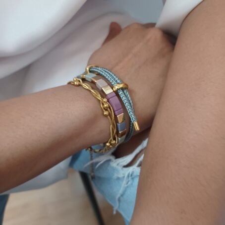 Sleek Steel Grace Vegan Leather Bracelet - Image 2