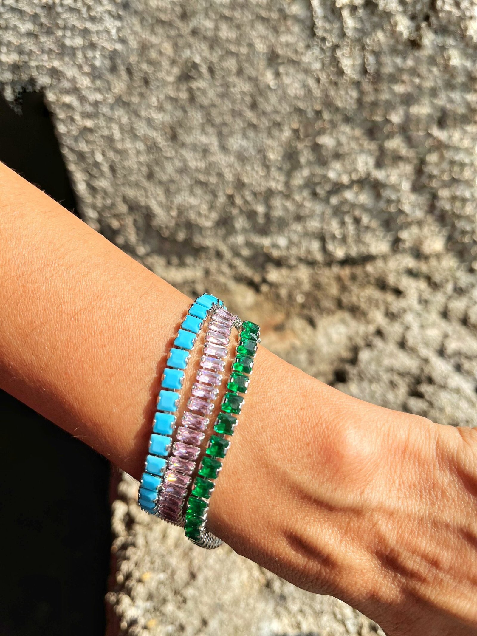 Lilac Luxe Bracelet – Lavender Crystal Silver Bangle - Image 3