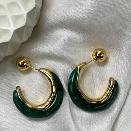 Emerald Resin Hoops - Image 2