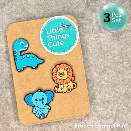 Set of 3 enamel pins - Dinosaur, Baby Elephant, Lion