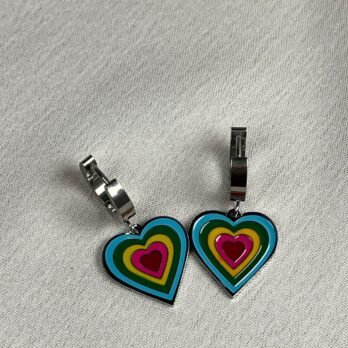 Prismatic Heartbeat Huggie Hoops – Colourful Heart Earrings