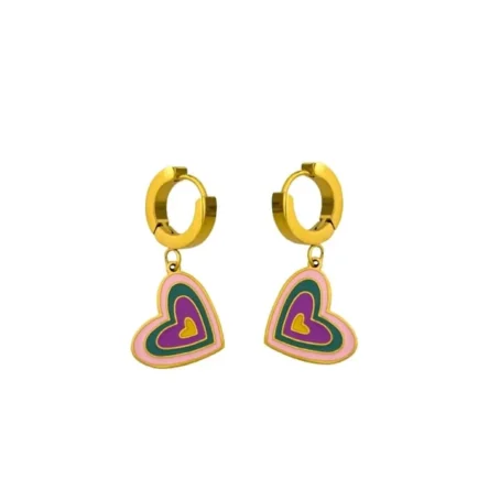 Aurora Rainbow Heart Hoop Earrings - Image 2