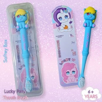 Lucky Pony Kids Toothbrush with Case – Blue | Ages 6+