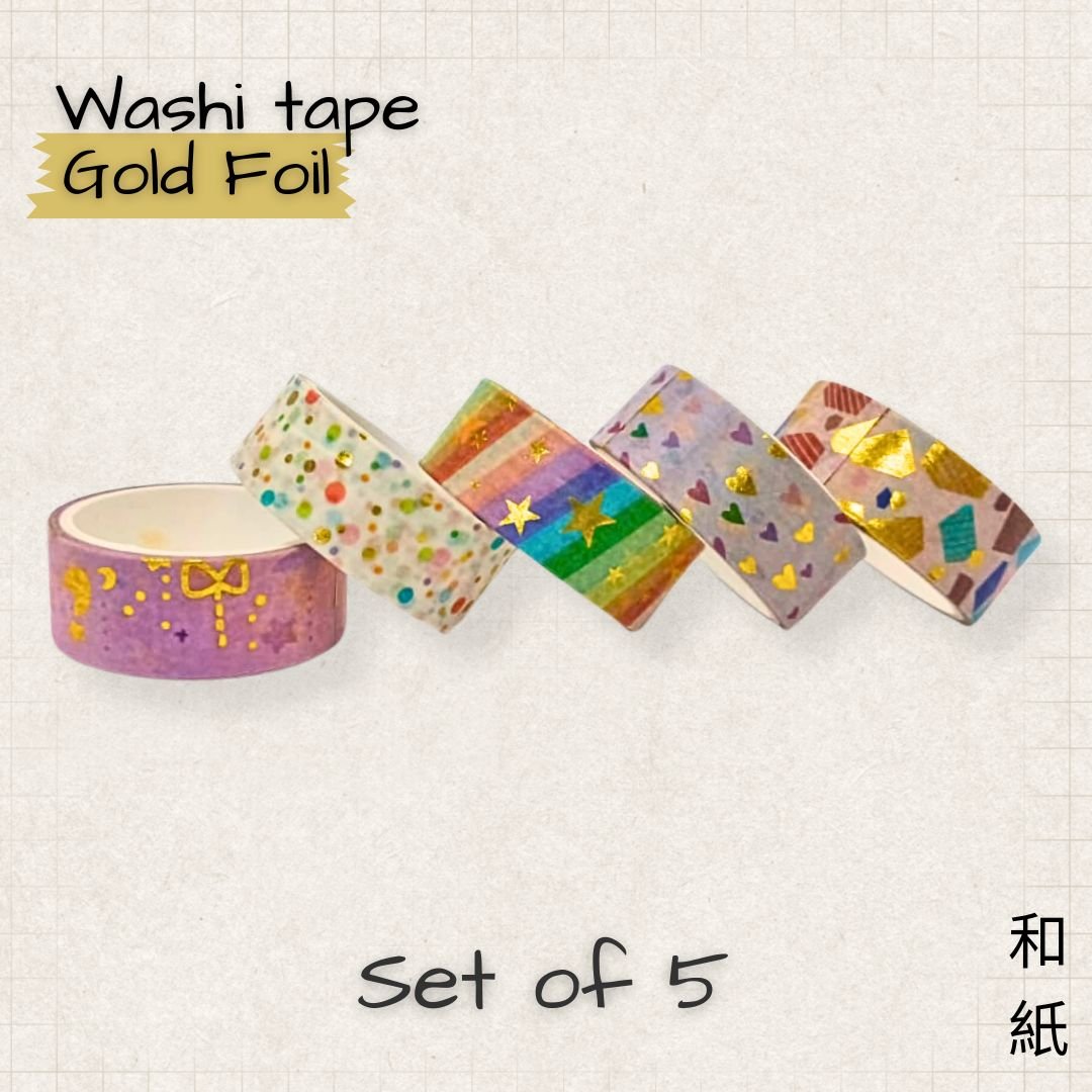 Scrabooking, journaling rainbow gold foil washi tape