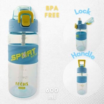 600 ml BPA Free Blue Sports Bottle with Lock and Handle