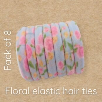 Floral Elastic Hair Ties Pack of 7 – Soft Printed Hair Bands