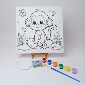 Ready to Paint Canvas Kit for Kids – Cute Monkey Design