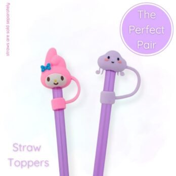 Reusable Kawaii Straw Toppers – Cute Straw Covers (Set of 2)