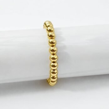 8mm Gold Bead Bracelet – Classic Gold Beaded Stretch Bracelet for Women