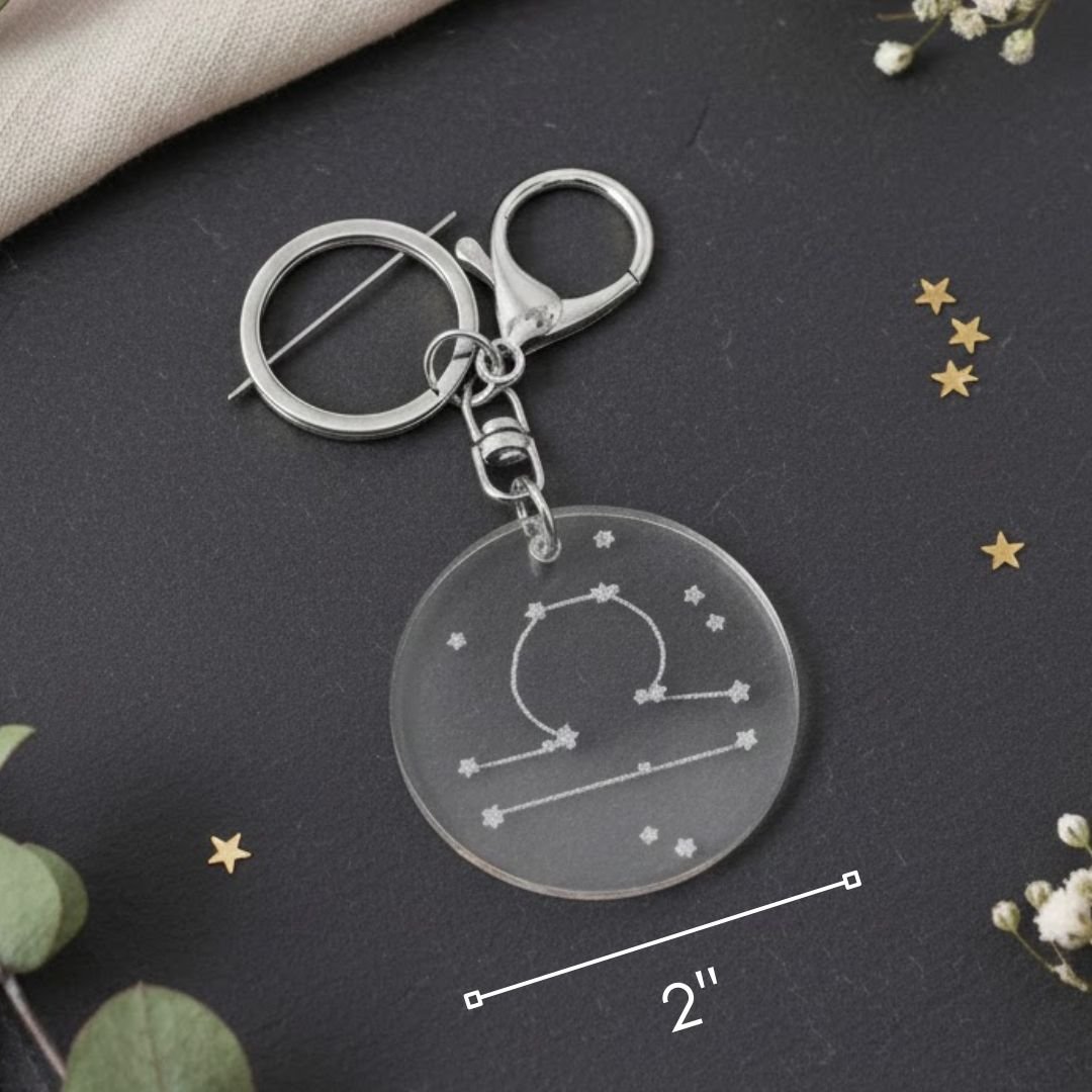 Acrylic keychain - star sign - silver keyring