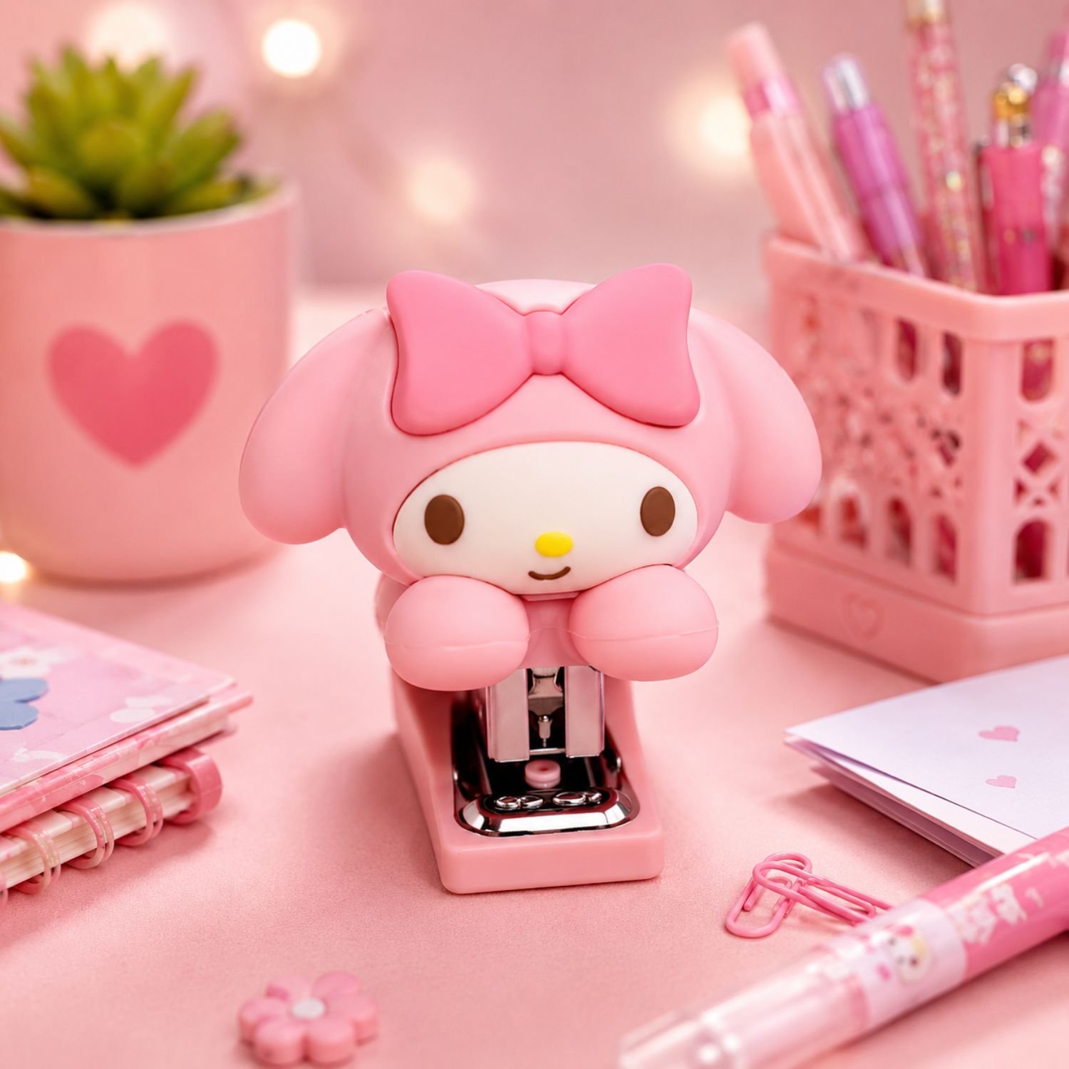 Cute Bunny Stapler | Kawaii Pink Desk Stapler | Mini Office & School Stapler for Kids, Students & Office Desk - Image 2