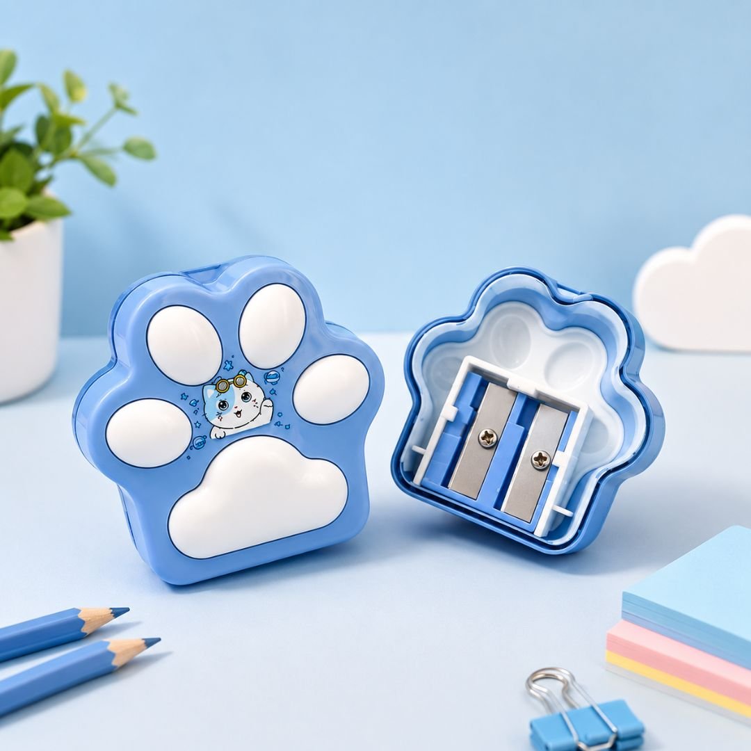 Paw Shaped Pencil Sharpener Set of 2 – Cute Cat Design, Assorted Colours - Image 4