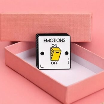 “Emotions Off” Soft Enamel Lapel Pin | Funny Switch Badge Brooch