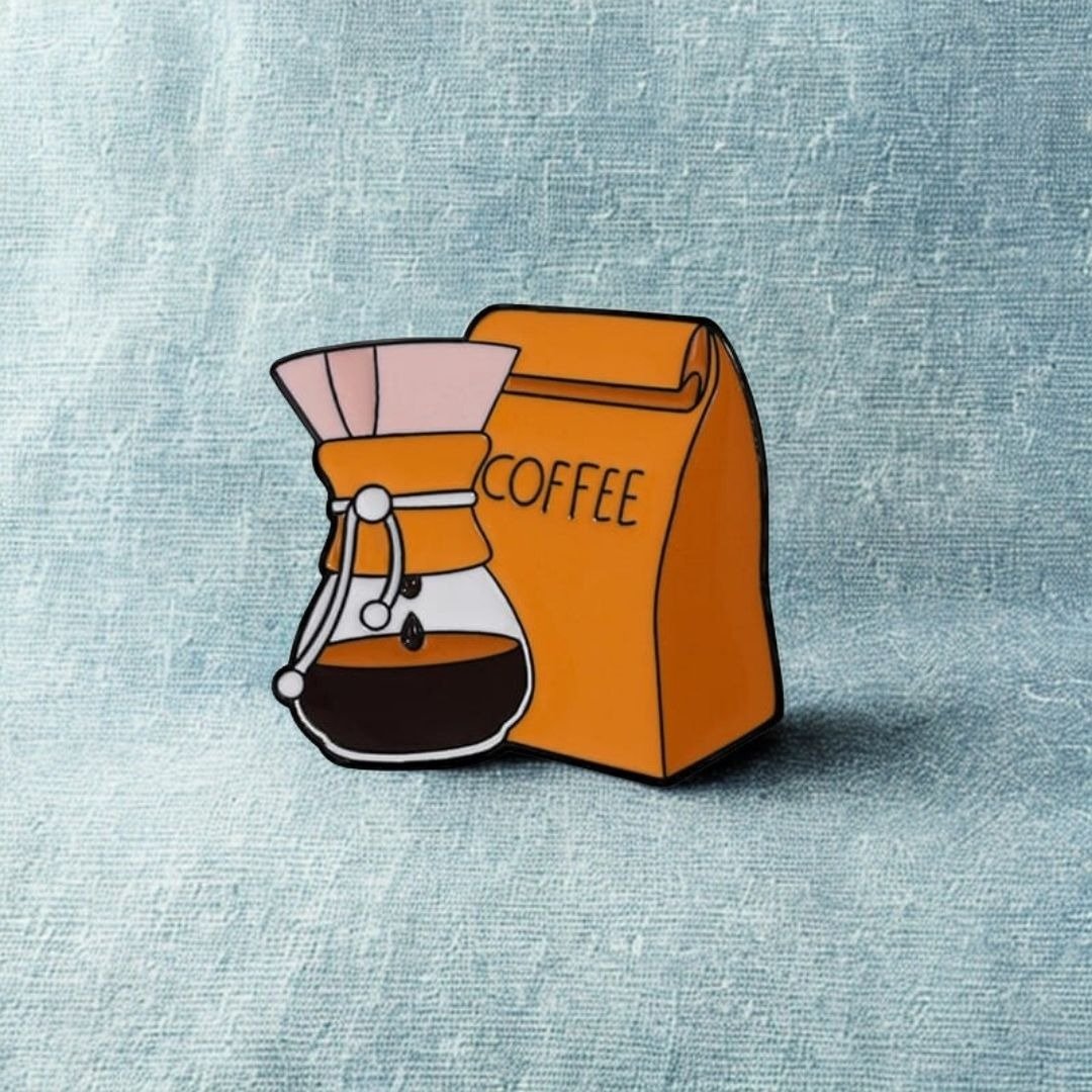 pour over coffee chemex enamel lapel pin orange bag hard enamel india