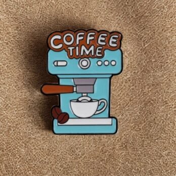 Coffee Time Espresso Machine Enamel Pin — Enamel Badge for Coffee Lovers