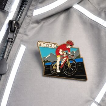 Bicycle Rider Enamel Lapel Pin – Mountain Cycling Badge for Bags & Jackets