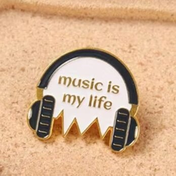 Music Enamel Pin — Headphone Lapel Pin