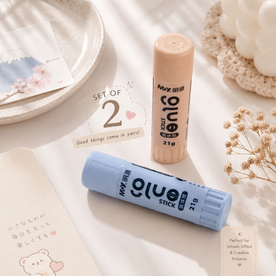 Pastel 21g glue sticks sold as a set of 2 for school, office and craft projects.