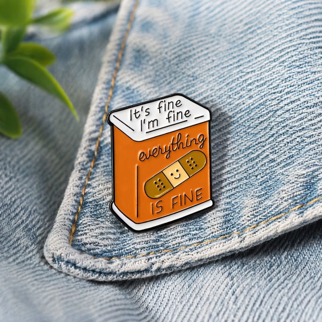 cute quote lapel pin with bandage design