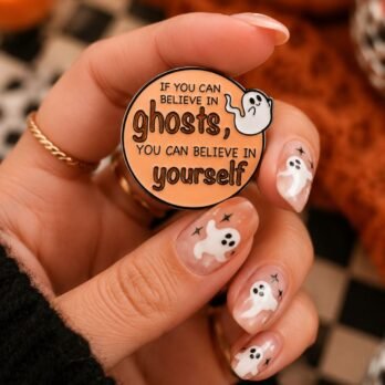 Believe in Yourself Ghost Enamel Pin – Cute Positivity Lapel Pin for Self-Confidence Gifts