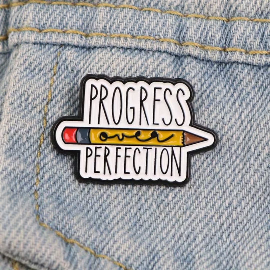 Enamel pin on denim jacket