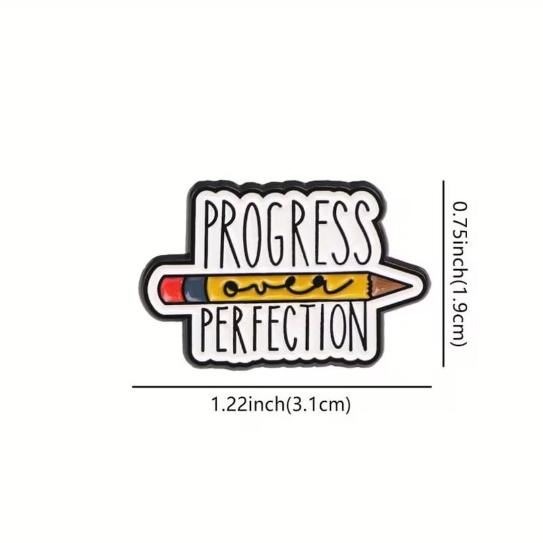 Motivational enamel pin close up
