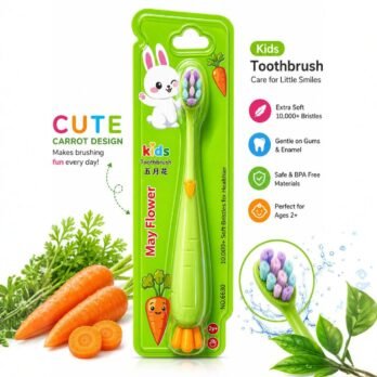 Green Carrot Kids Toothbrush — 10,000+ Soft Bristles, BPA-Free, Age 2+