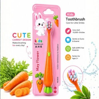 Carrot Kids Toothbrush — 10,000+ Soft Bristles, BPA-Free, Age 2+