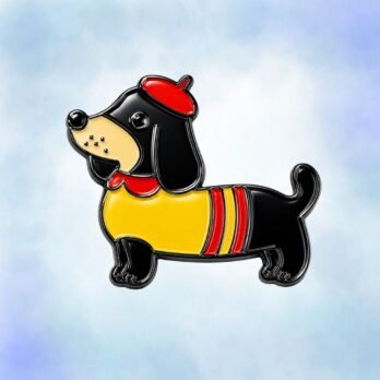 Cute Dachshund Dog Enamel Pin – Artist Weiner Dog Lapel Badge
