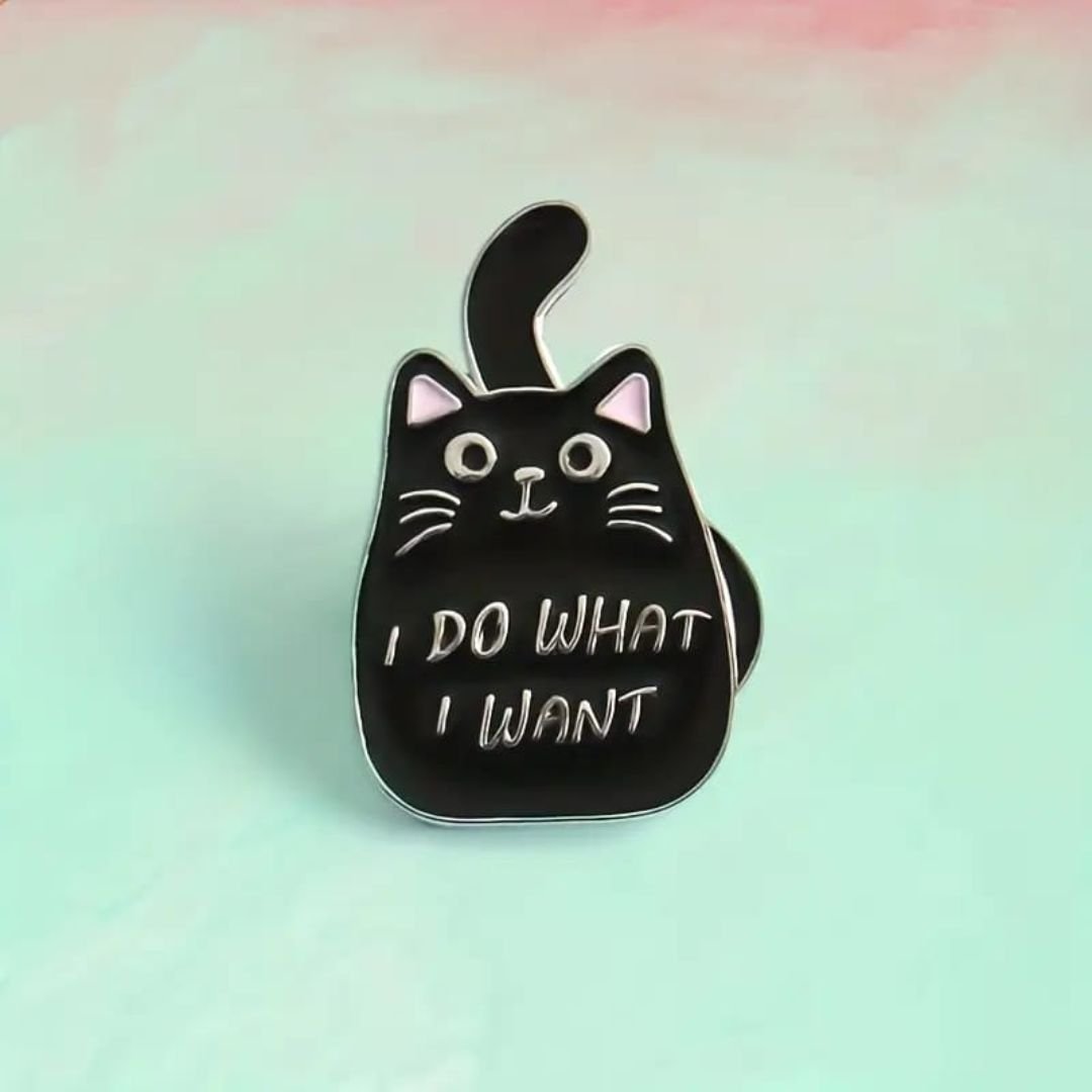 Funny Cat Enamel Pin Black Kawaii Badge – buy online India