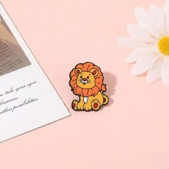 Cute Lion Enamel Pin Kawaii Cartoon Brooch for Bags & Jackets