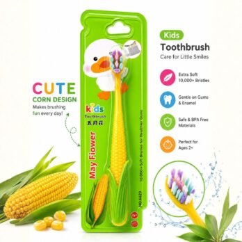 Cute Corn Kids Toothbrush – Fresh Corn Green – 10,000 Extra Soft Bristles for Toddlers Age 2+