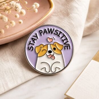Stay Pawsitive Enamel Pin – Cute Dog Lapel Pin for Dog Lovers & Positivity Gifts