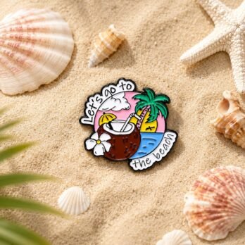Let’s Go to the Beach Enamel Pin – Cute Summer Lapel Pin for Beach Lovers & Holiday Gifts