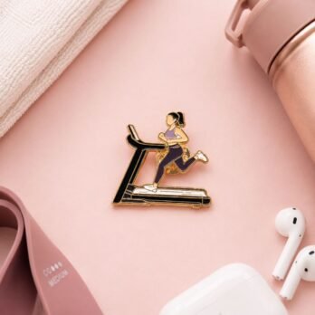Treadmill Running Enamel Pin – Cute Gym Lapel Pin for Runners & Fitness Motivation Gifts