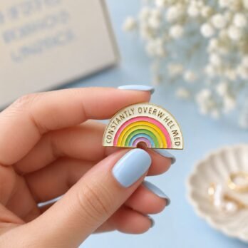 Constantly Overwhelmed Rainbow Hard Enamel Lapel Pin Badge for Jackets, Bags & Backpacks