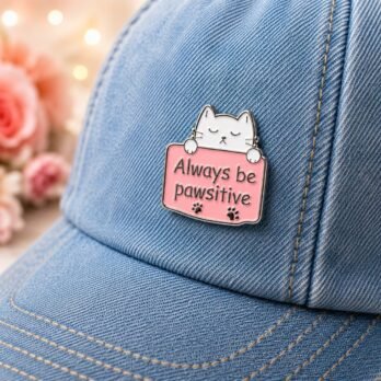 Always Be Pawsitive Enamel Pin – Cute Cat Lapel Pin for Cat Lovers & Positivity Gifts