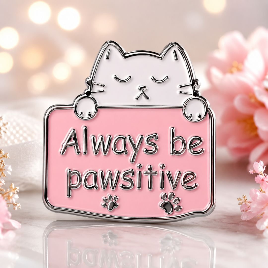 Always Be Pawsitive Enamel Pin – Cute Cat Lapel Pin for Cat Lovers & Positivity Gifts - Image 3
