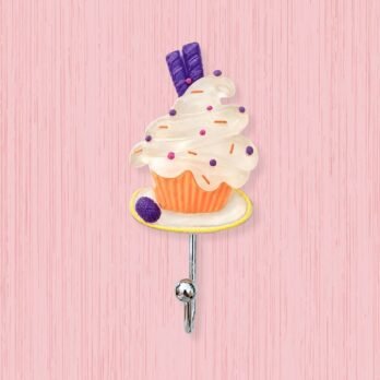 Vanilla Blueberry Cupcake Self-Adhesive Wall Hook | Pearl Swirl Purple Wafer